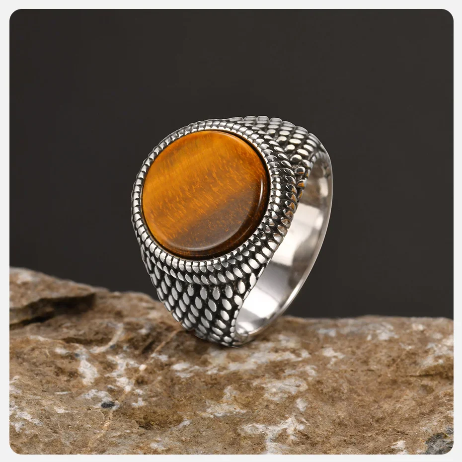 Bague Écailles de Dragon Homme - Pierre Sombre - Image 10