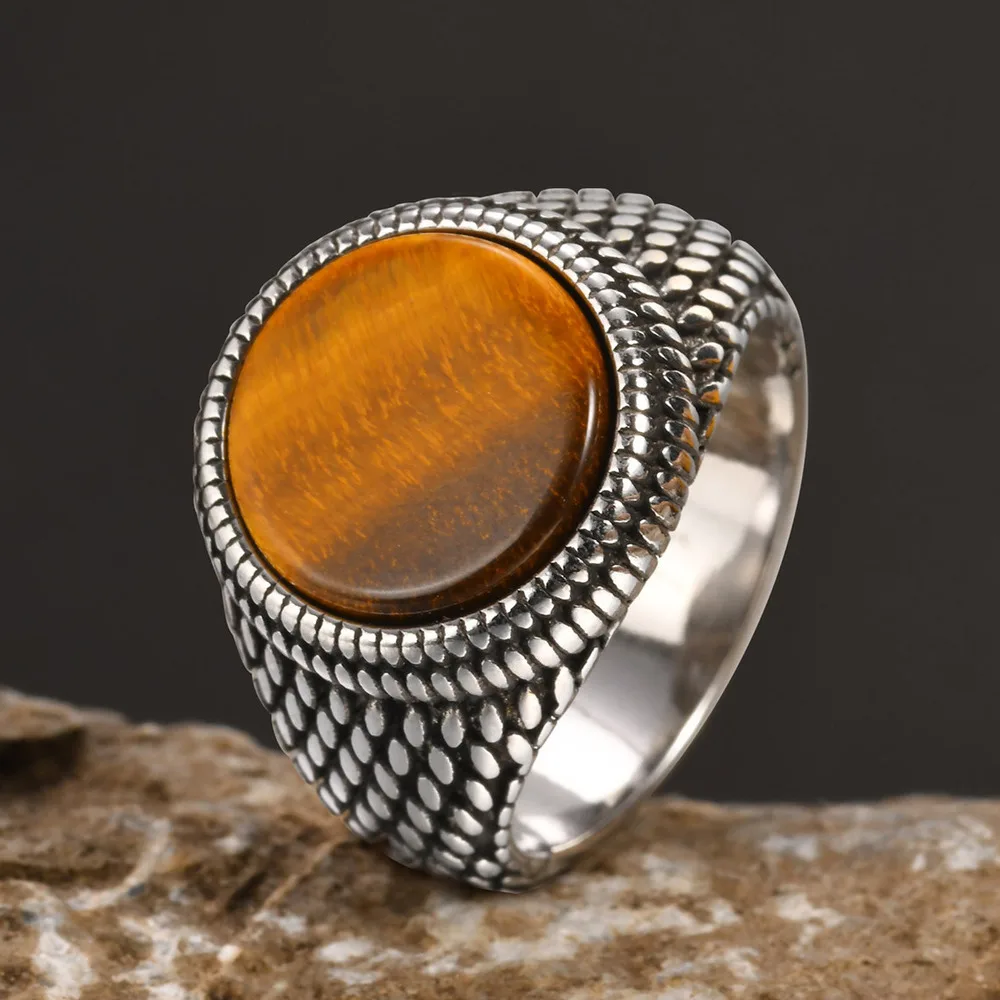 Bague Écailles de Dragon Homme - Pierre Sombre - Image 11