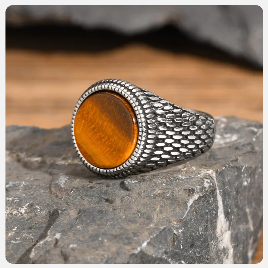 Bague Écailles de Dragon Homme - Pierre Sombre - Image 9