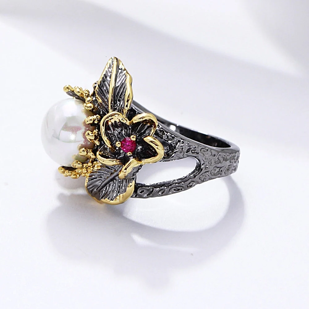 Bague Gothique — Black & Pearl - Image 10
