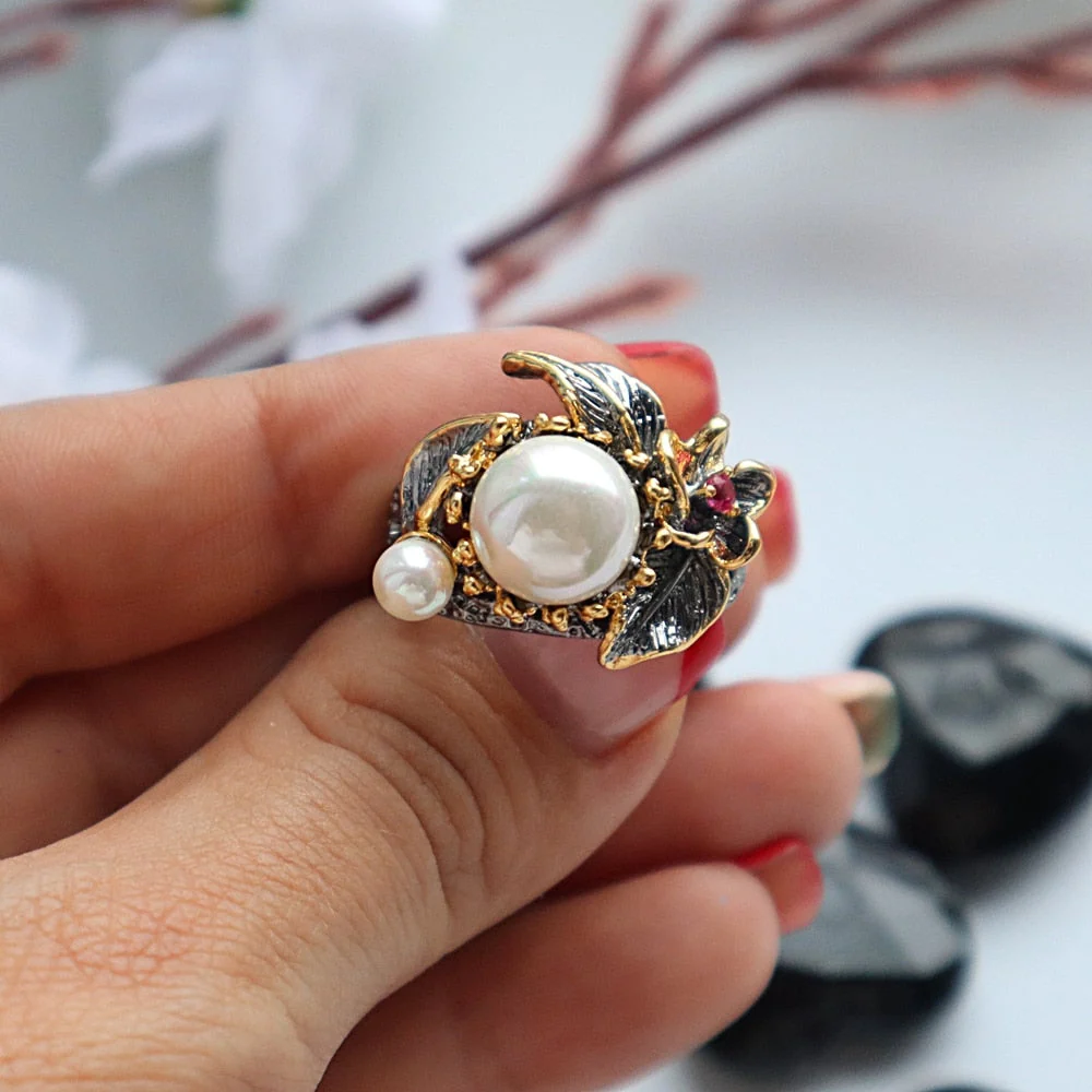 Bague Gothique — Black & Pearl - Image 6