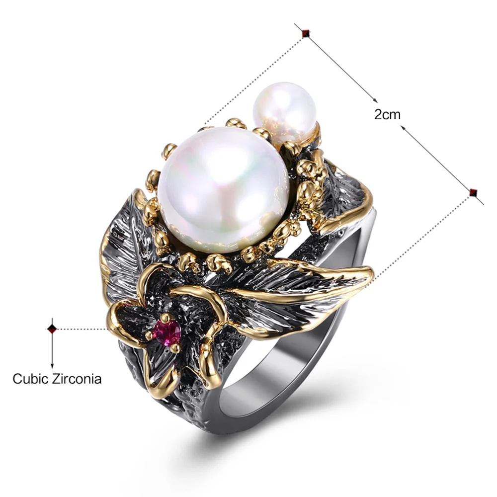 Bague Gothique — Black & Pearl - Image 7