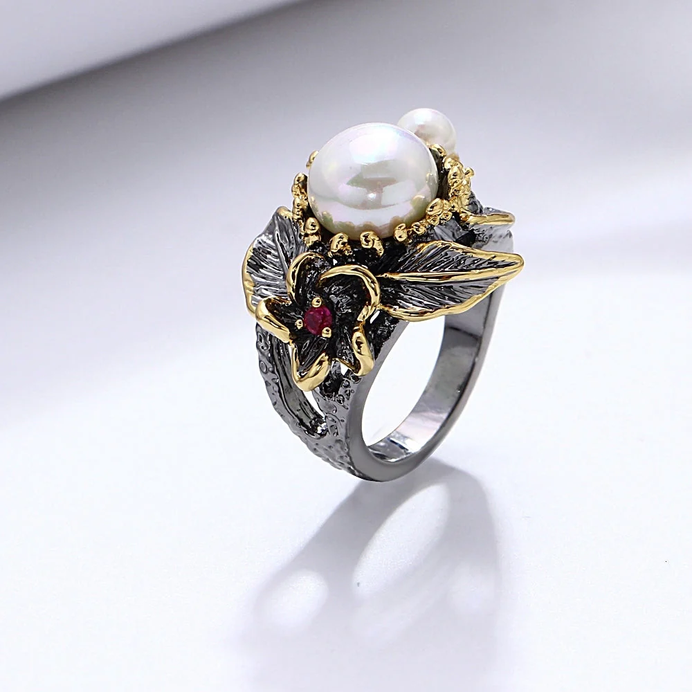 Bague Gothique — Black & Pearl - Image 8