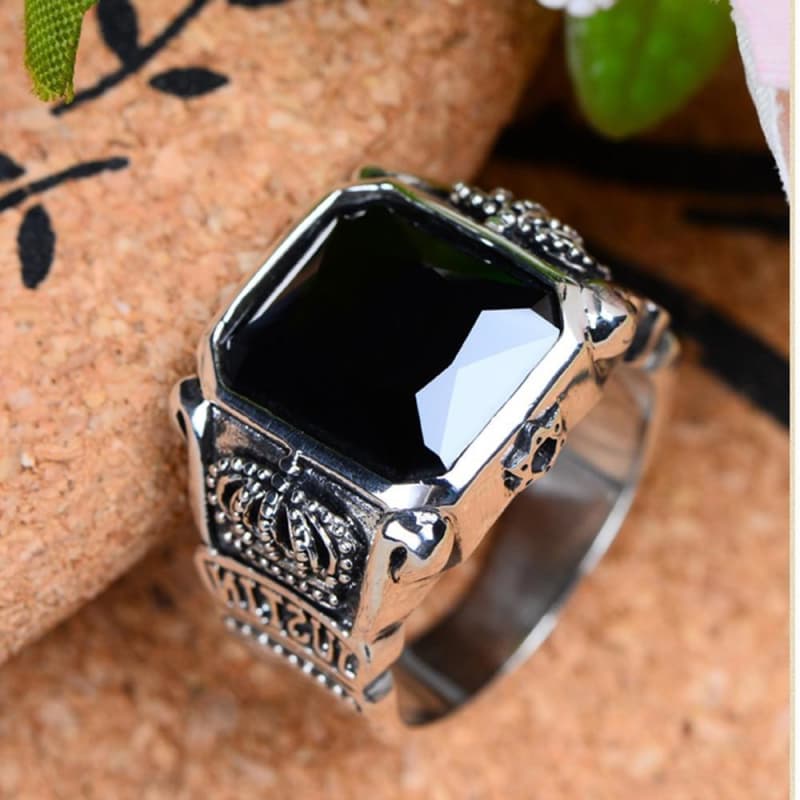 Bague Obsidienne Homme — Argent - Image 3