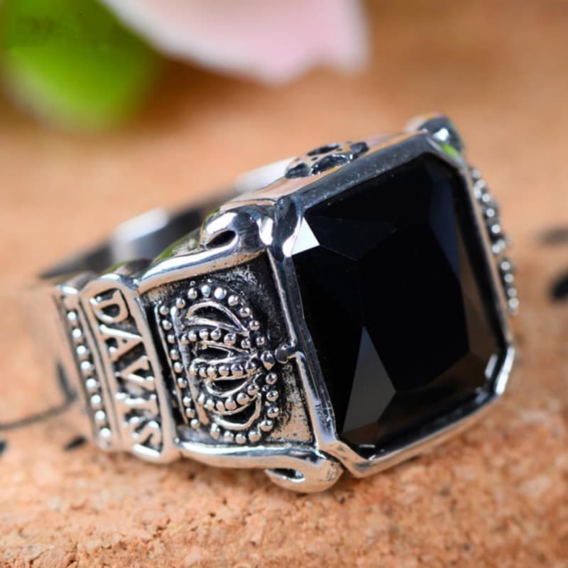Bague Obsidienne Homme — Argent - Image 4