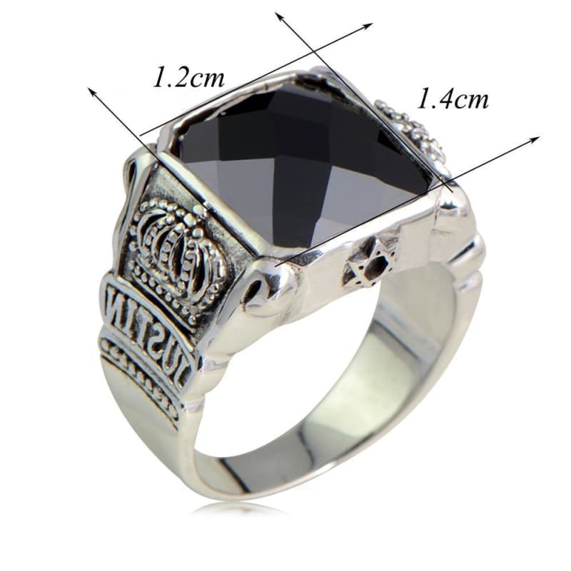 Bague Obsidienne Homme — Argent - Image 5