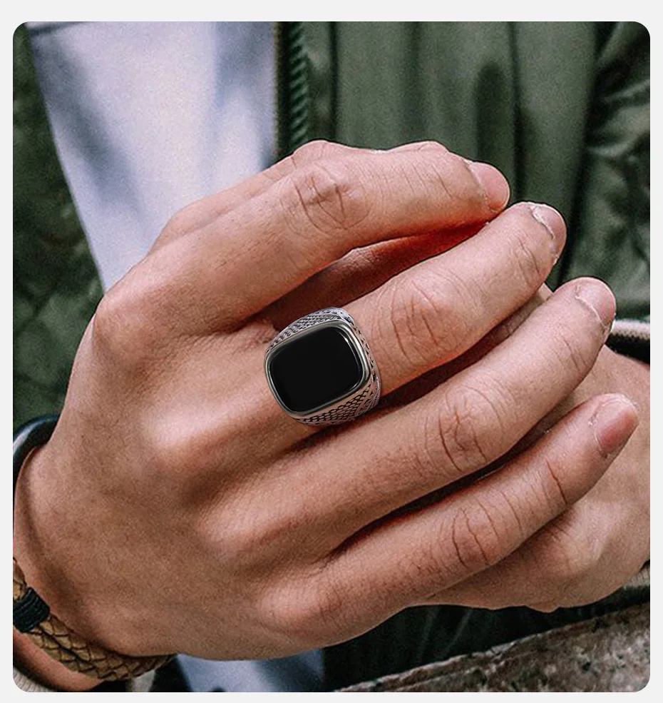 Bague Onyx Homme - Chevalière Rock Punk - Image 8