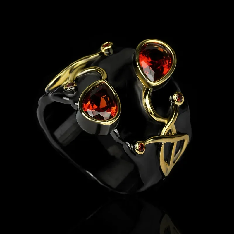 Bague Gothique Femme — Noir & Or - Image 5