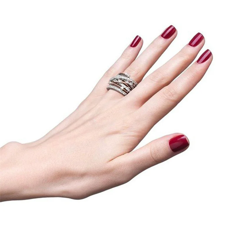 Bague Argent Femme Originale — Tresses Ajourées, éclats de zircon - Image 2