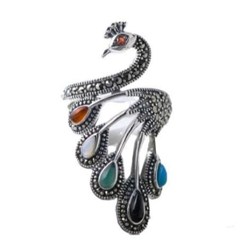 Bague Steampunk Paon d' Argent