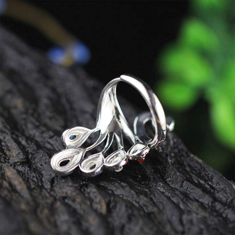 Bague Steampunk Paon d' Argent - Image 5