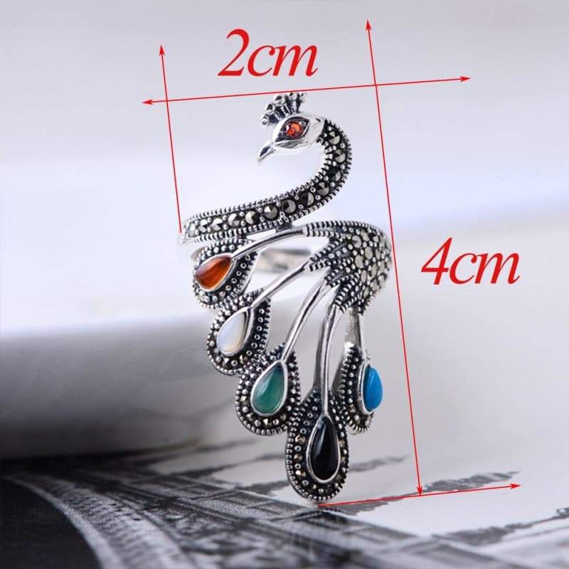 Bague Steampunk Paon d' Argent - Image 6