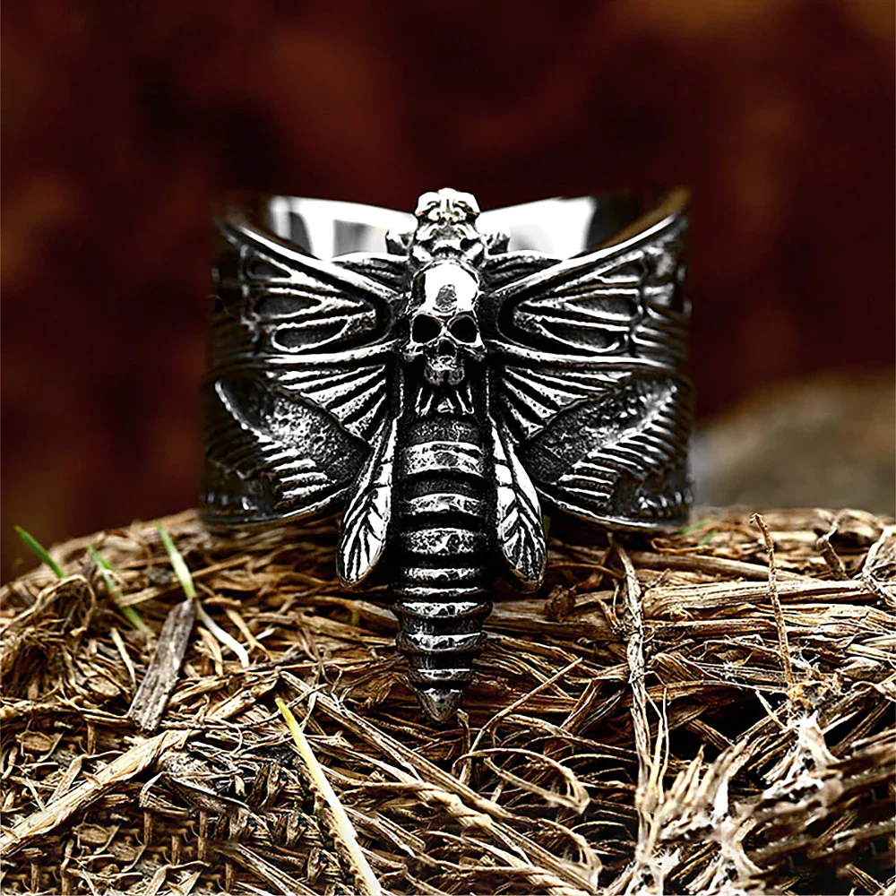 Bague Papillon Tête de Mort - Gothique Punk