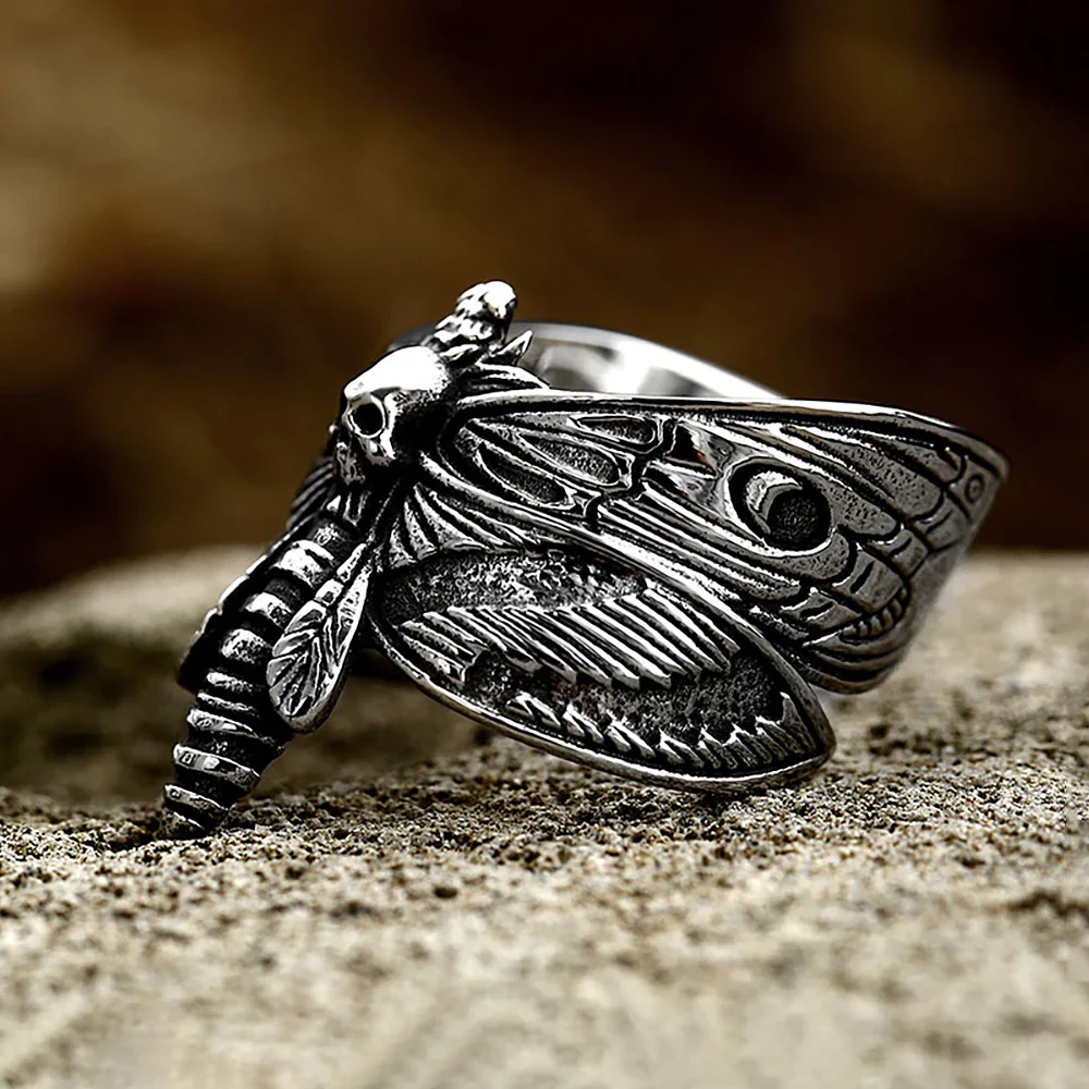Bague Papillon Tête de Mort - Gothique Punk - Image 3