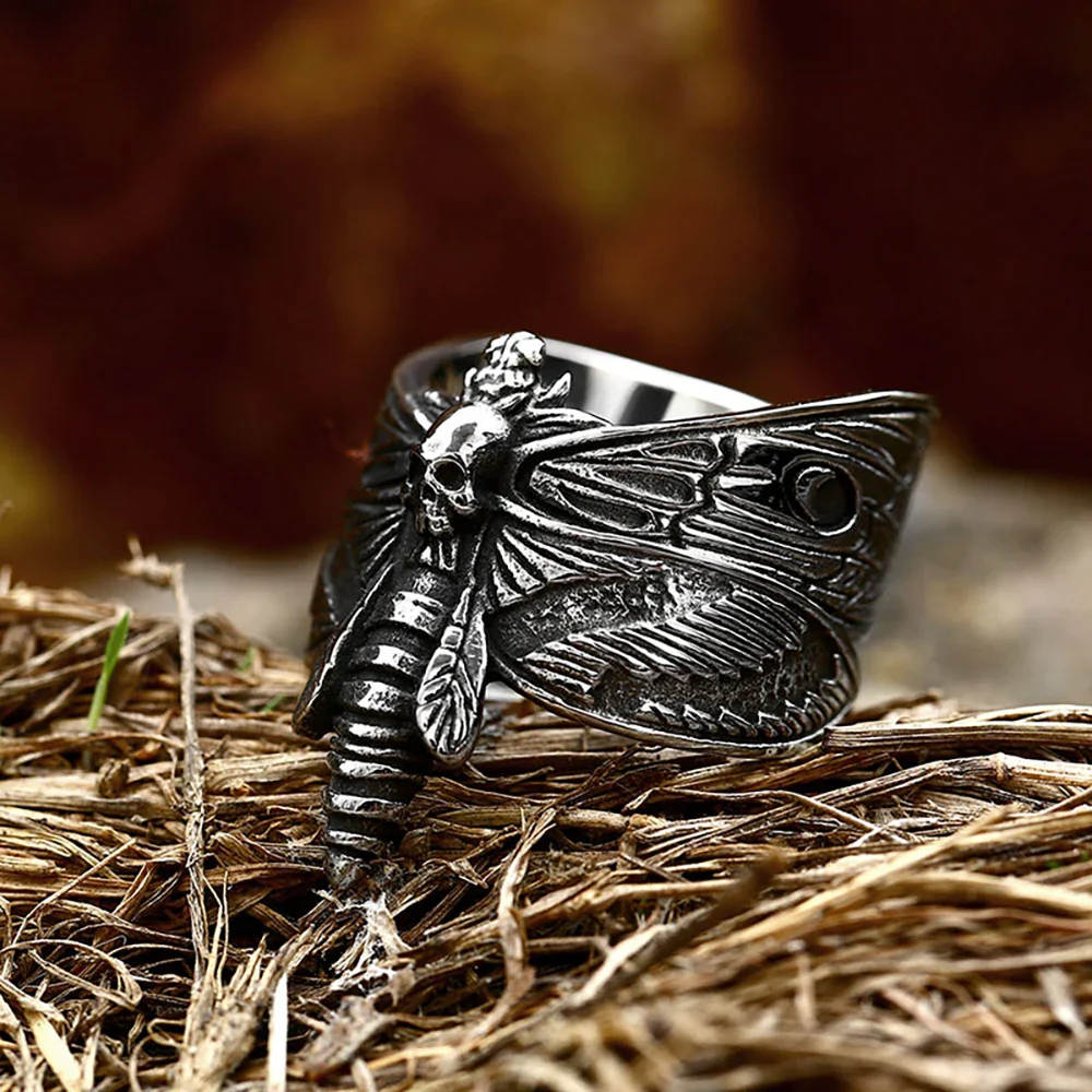 Bague Papillon Tête de Mort - Gothique Punk - Image 7