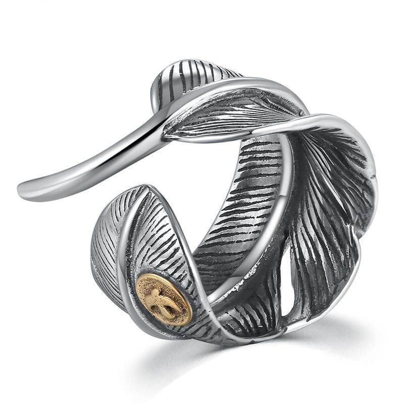 Bague Plume Argent — Homme Steampunk