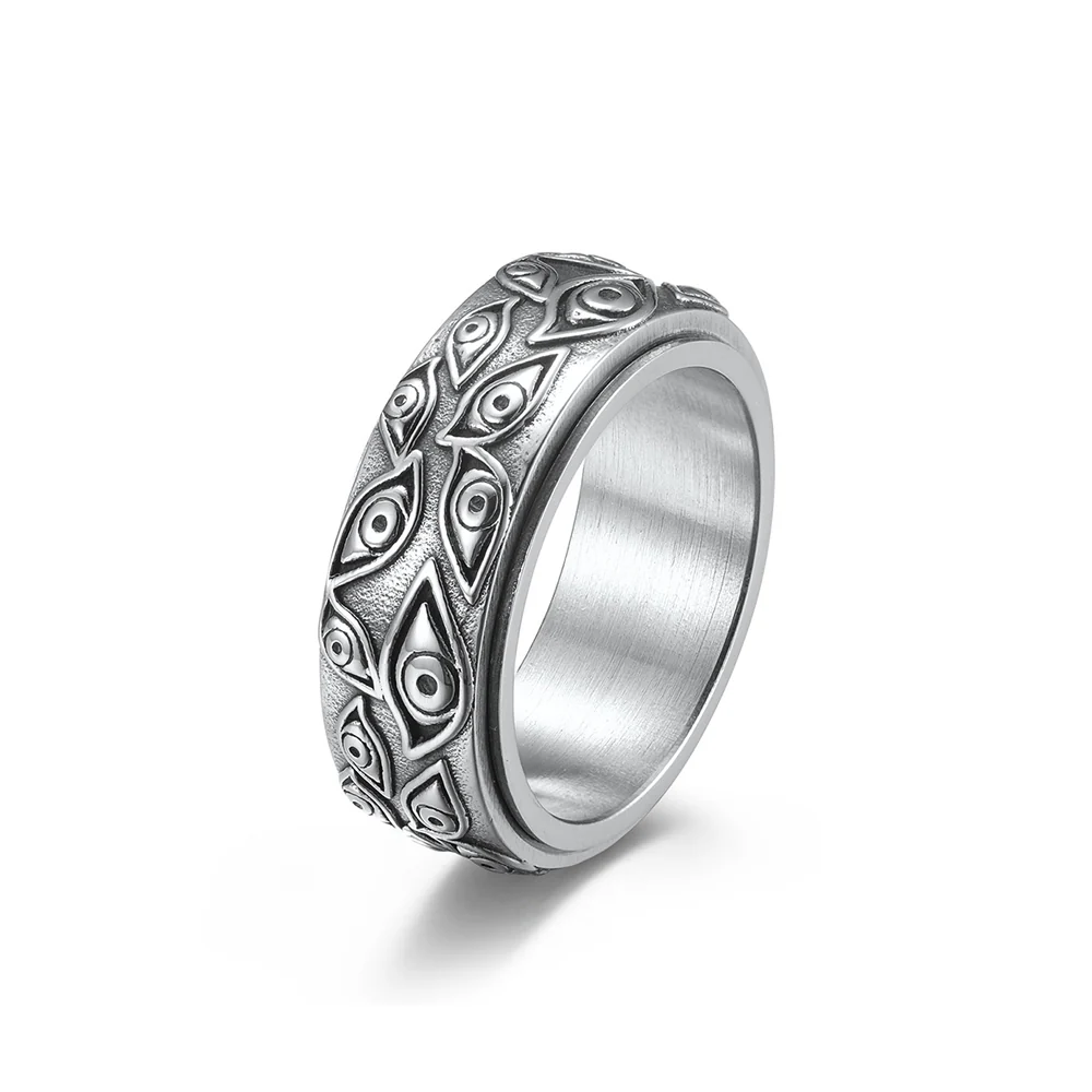 Bague Rotative Homme - Anneau Punk Gravé