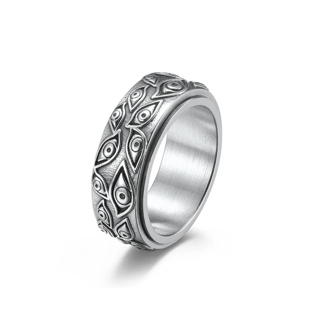 Bague Rotative Homme - Anneau Punk Gravé - Image 12