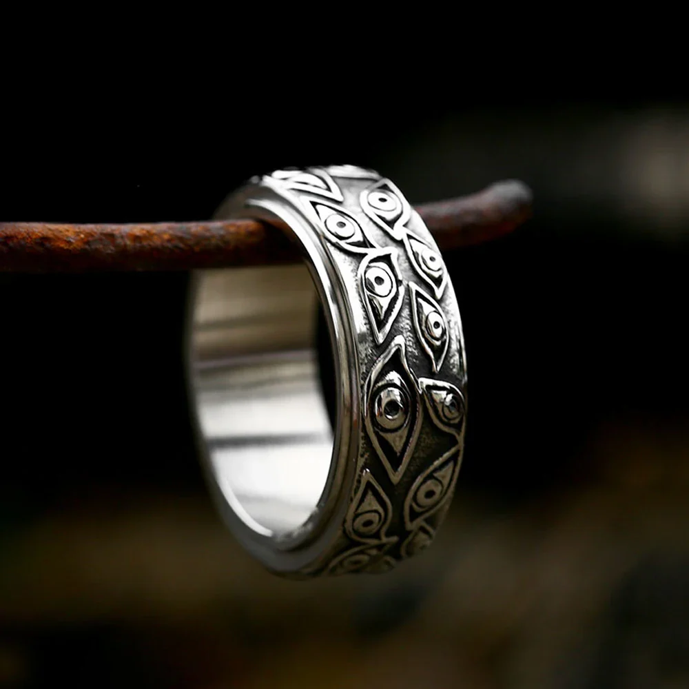 Bague Rotative Homme - Anneau Punk Gravé - Image 2