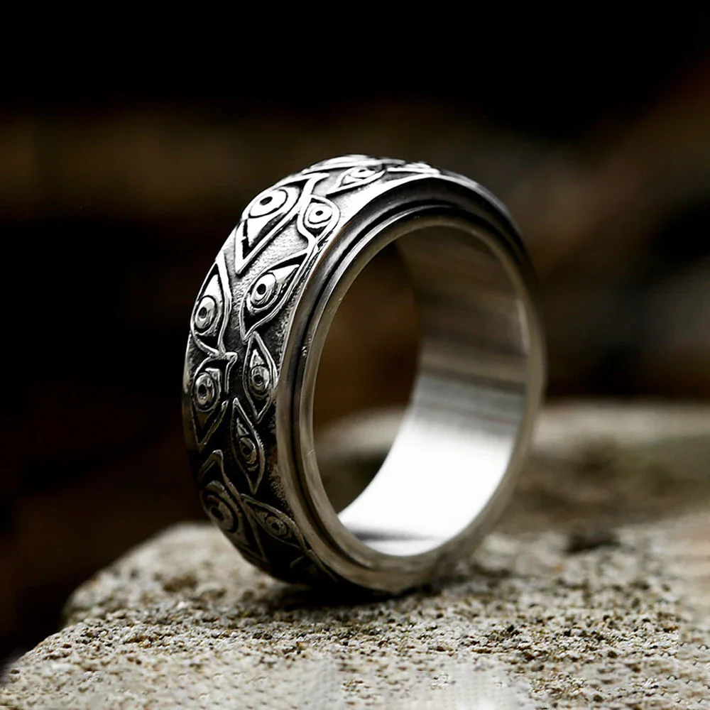Bague Rotative Homme - Anneau Punk Gravé - Image 3
