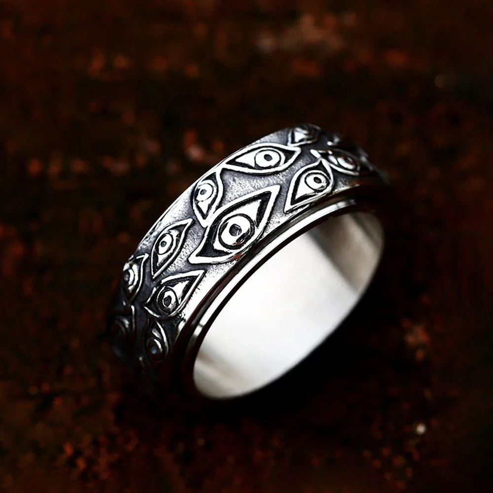 Bague Rotative Homme - Anneau Punk Gravé - Image 4