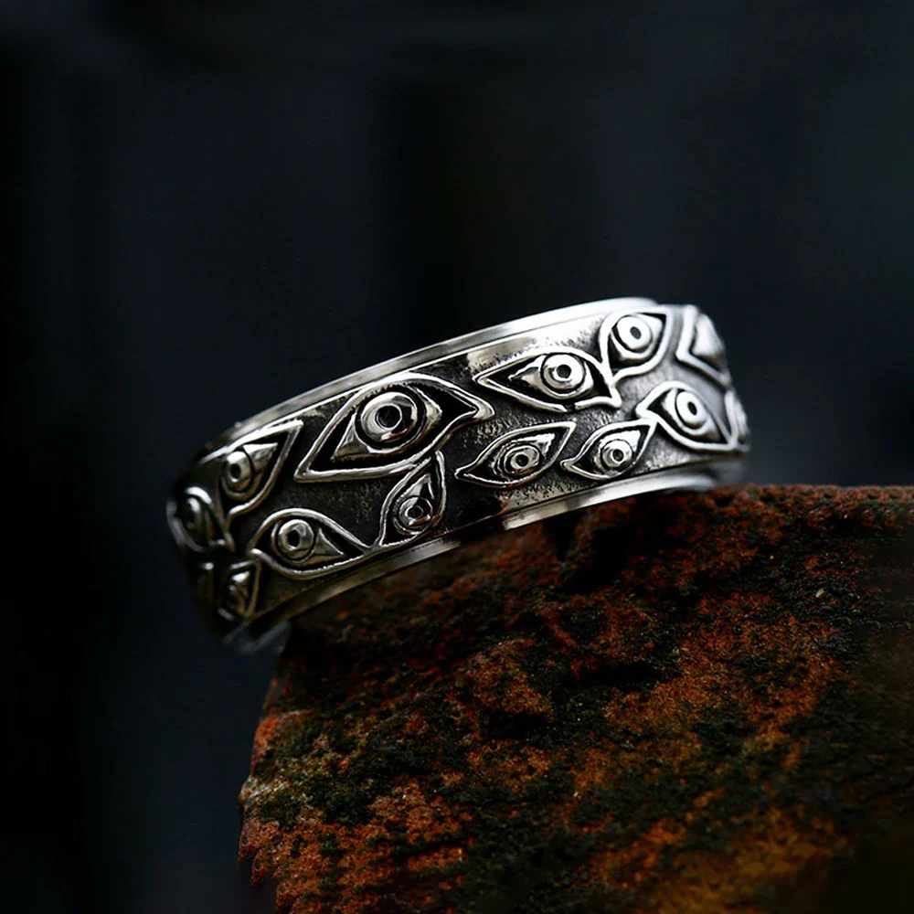 Bague Rotative Homme - Anneau Punk Gravé - Image 5