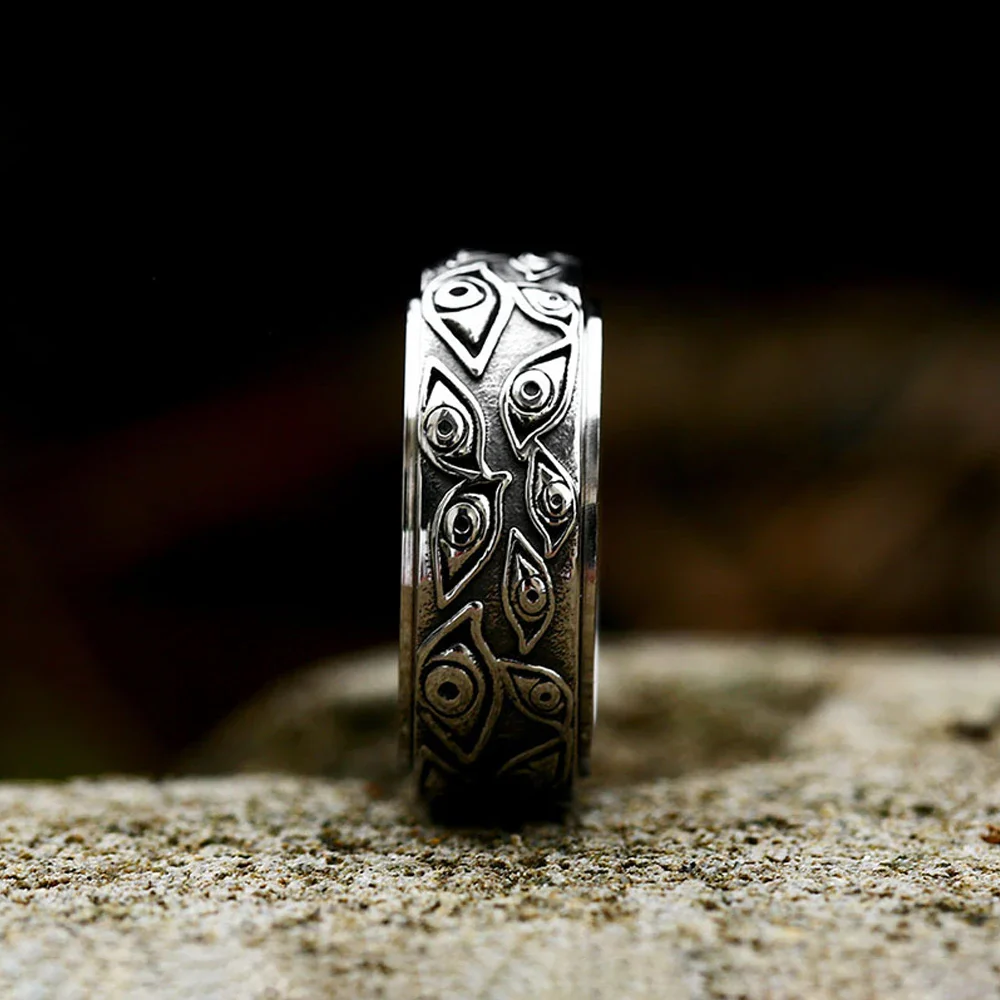 Bague Rotative Homme - Anneau Punk Gravé - Image 6