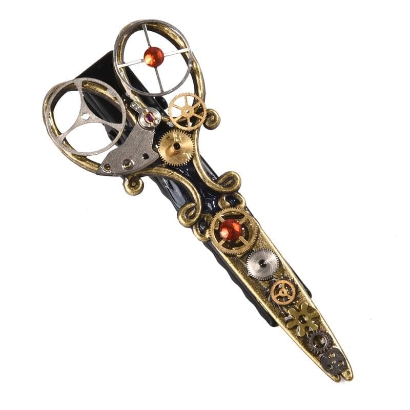 Broche Steampunk Barrette Ciseaux
