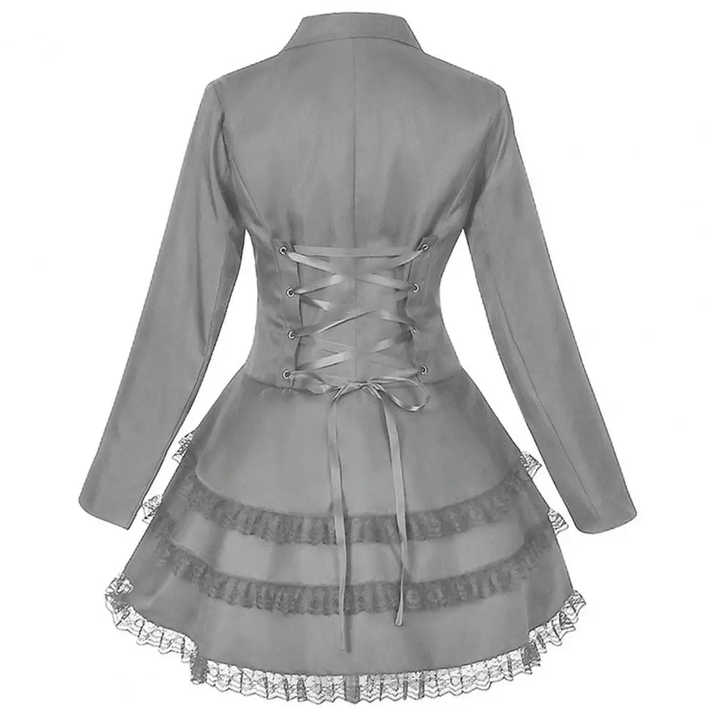 Blazer Gothique Femme à Volant Dentelle — Dos Corseté - Image 5