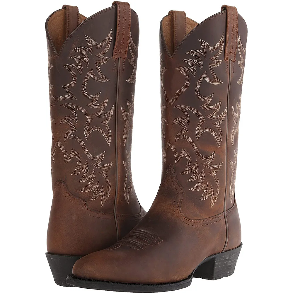 Bottes Cowboy Cattlepunk Homme - Hautes Brodées Cuir Vintage - Image 6