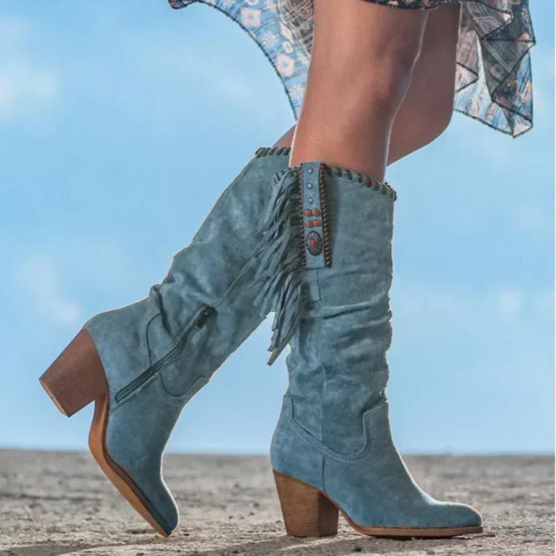 Bottes Femme Western — — pampilles suède, esprit Far West - Image 3