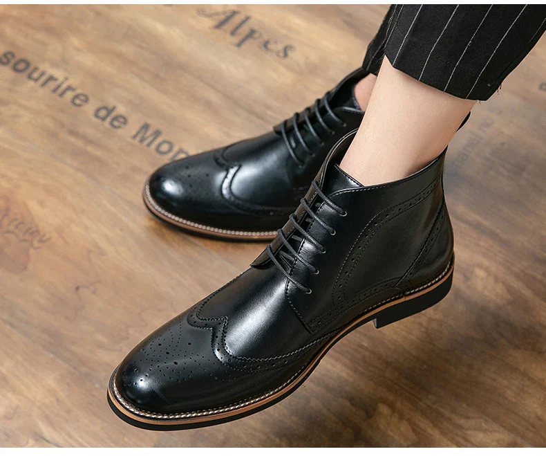 Bottines Brogue Lacées Homme — Wingtip Cuir Acajou Victorien - Image 12