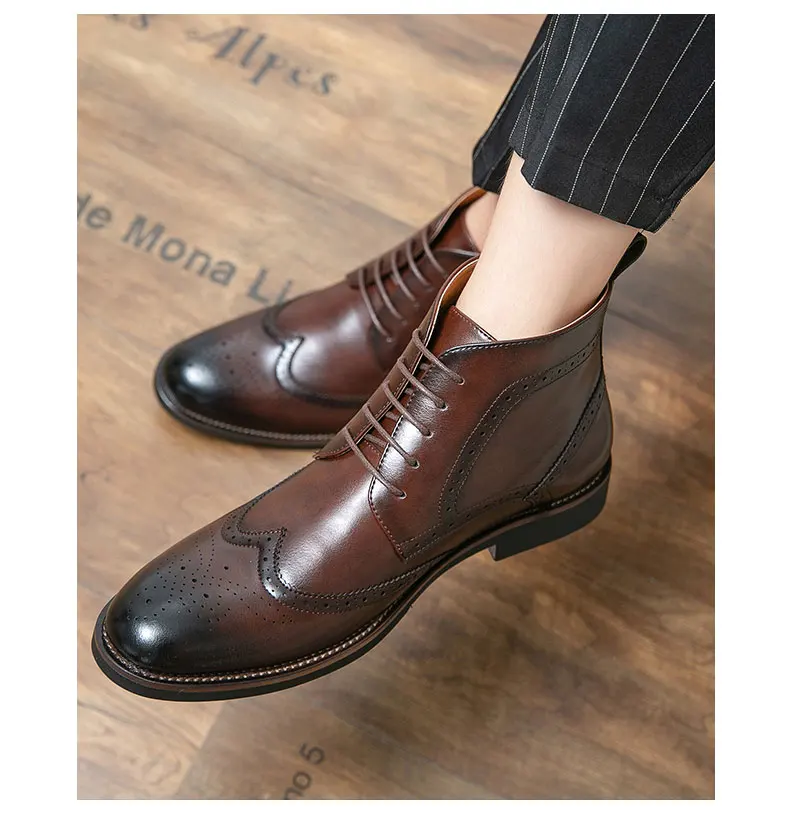 Bottines Brogue Lacées Homme — Wingtip Cuir Acajou Victorien - Image 17