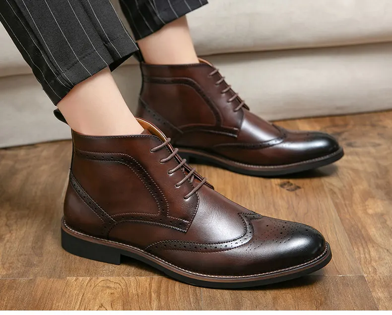 Bottines Brogue Lacées Homme — Wingtip Cuir Acajou Victorien - Image 18