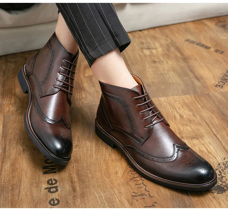 Bottines Brogue Lacées Homme — Wingtip Cuir Acajou Victorien - Image 19