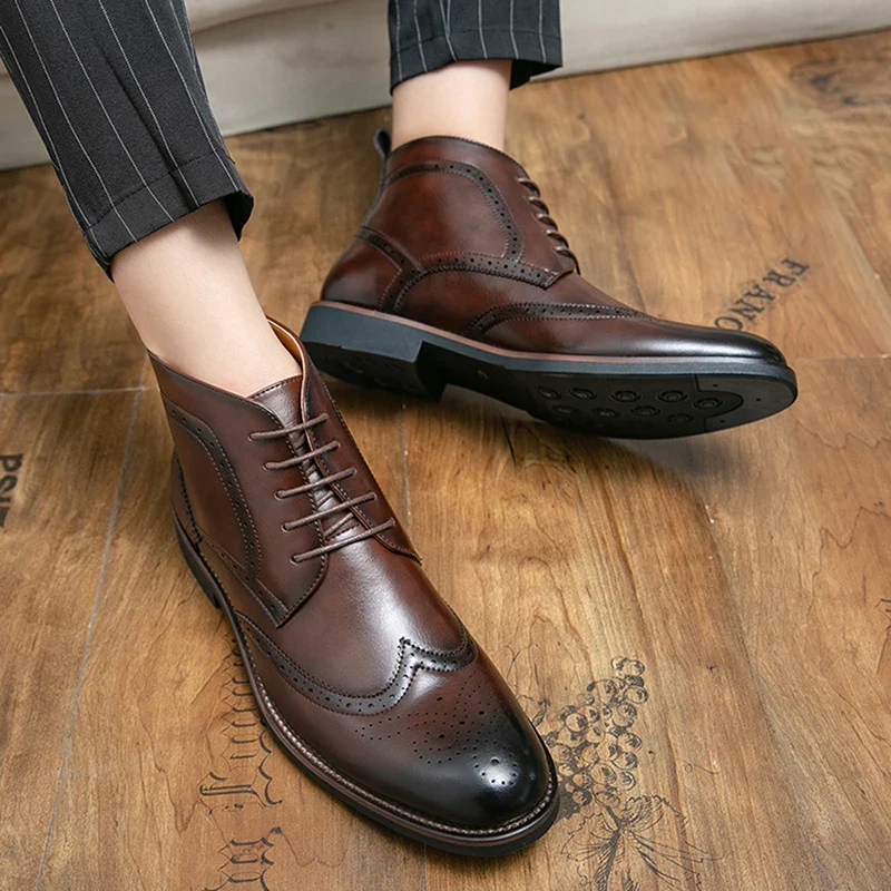 Bottines Brogue Lacées Homme — Wingtip Cuir Acajou Victorien - Image 5