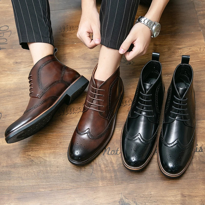 Bottines Brogue Lacées Homme — Wingtip Cuir Acajou Victorien - Image 6