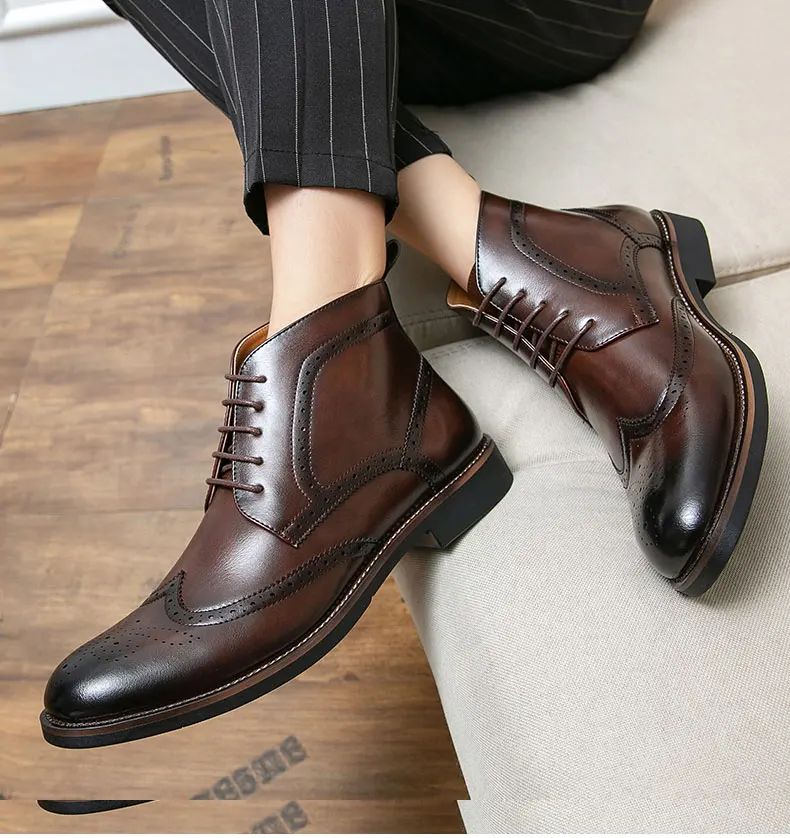 Bottines Brogue Lacées Homme — Wingtip Cuir Acajou Victorien - Image 7