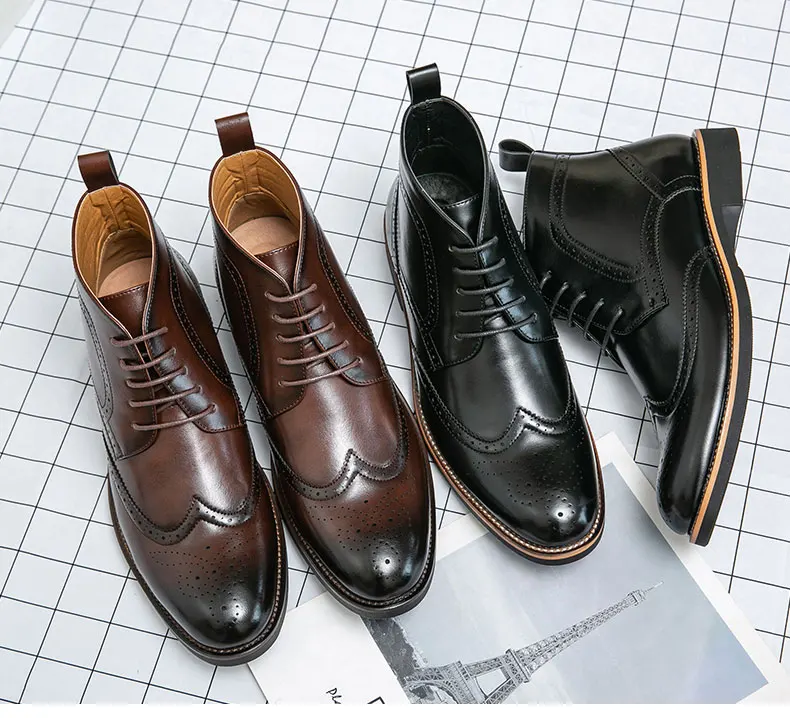 Bottines Brogue Lacées Homme — Wingtip Cuir Acajou Victorien - Image 8