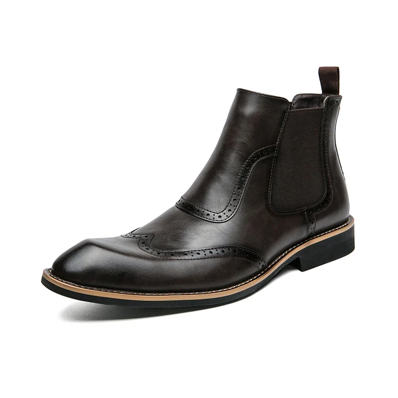 Bottines Chelsea, Brogue Gentleman pour Homme - Slip-On Cuir Patiné, 3 Coloris - Image 27