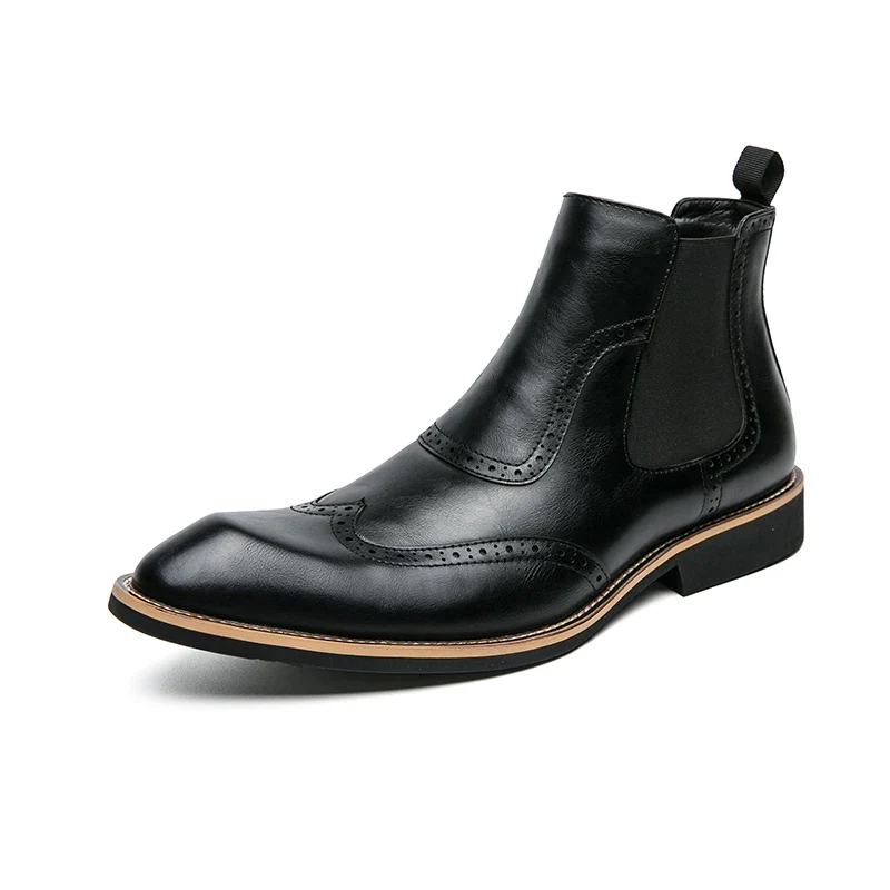Bottines Chelsea, Brogue Gentleman pour Homme - Slip-On Cuir Patiné, 3 Coloris - Image 28