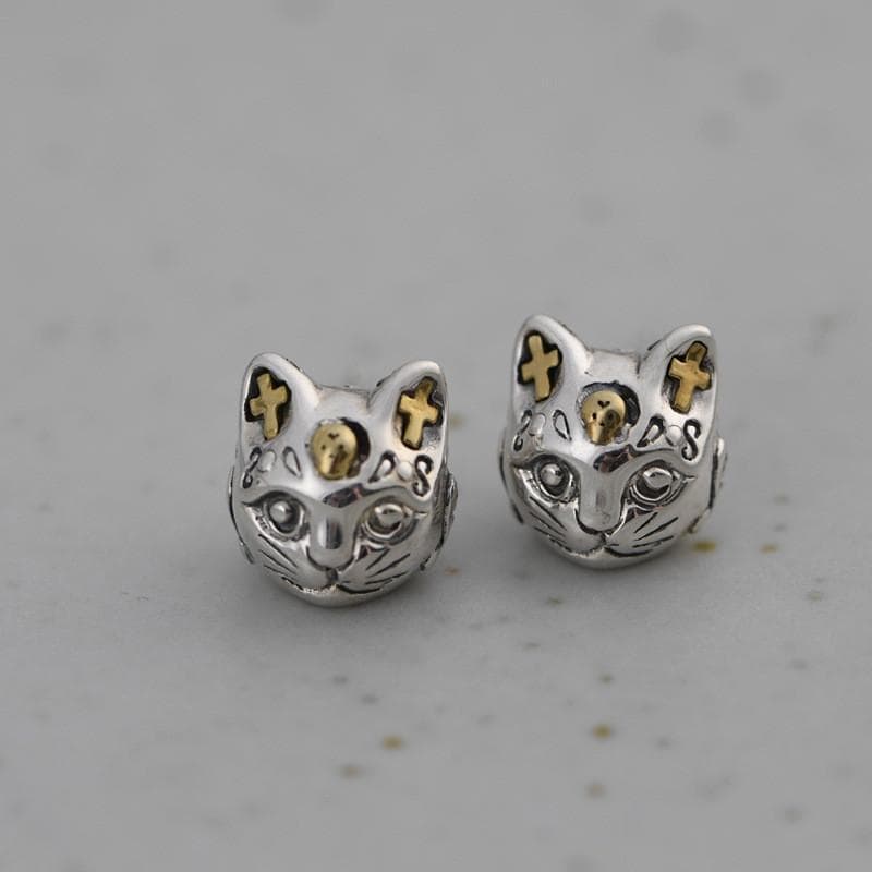 Boucles d' Oreilles Chat Argent — Neko - Image 2