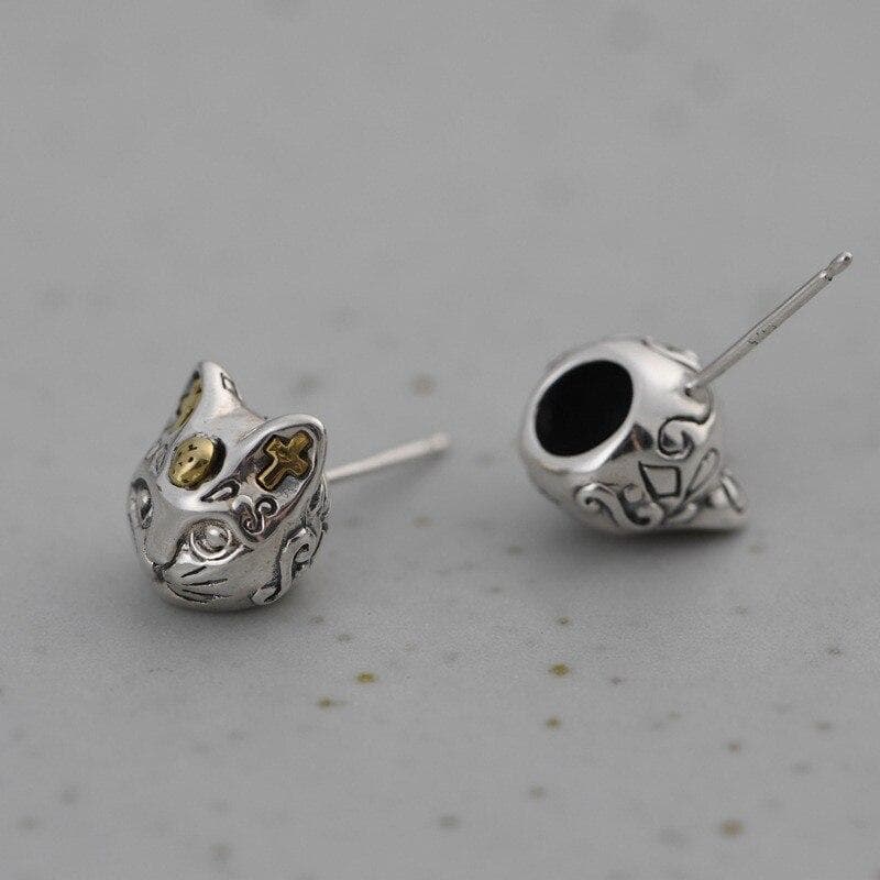 Boucles d' Oreilles Chat Argent — Neko - Image 3