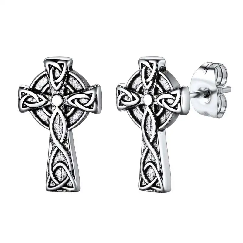 Boucles d’oreilles Croix Celtique Inox — Clous