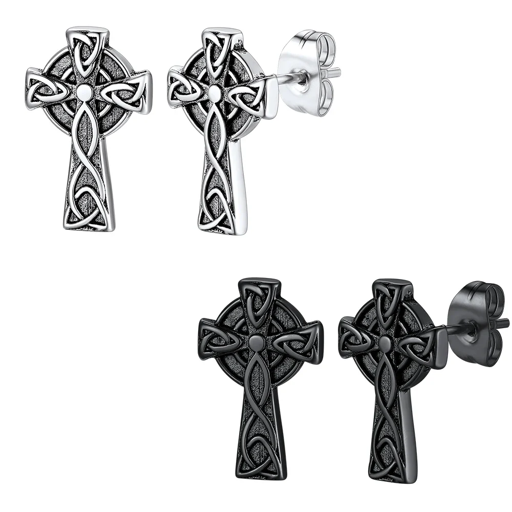 Boucles d’oreilles Croix Celtique Inox — Clous - Image 2
