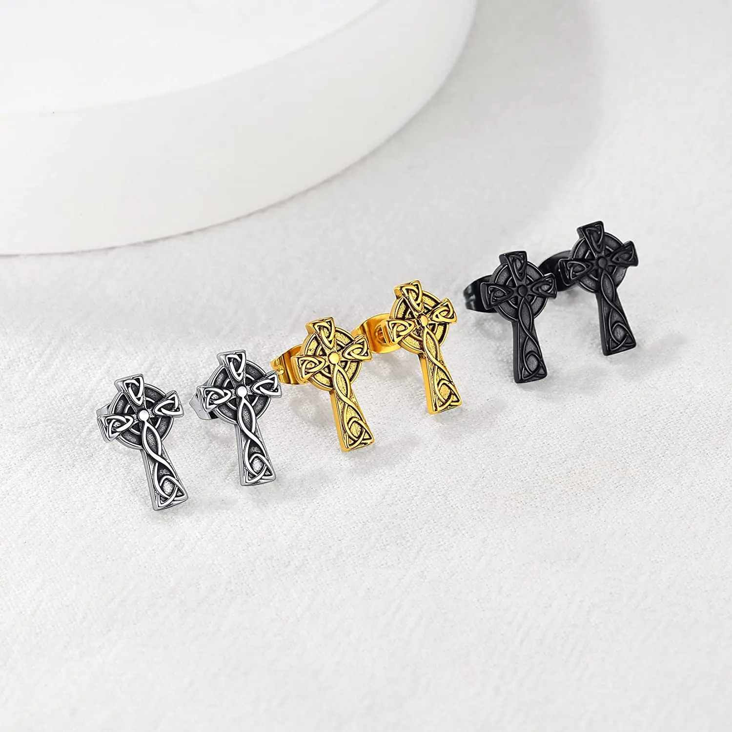 Boucles d’oreilles Croix Celtique Inox — Clous - Image 8