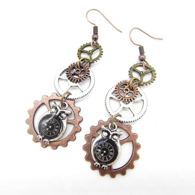 Boucles Steampunk Hiboux Mécaniques - Image 4