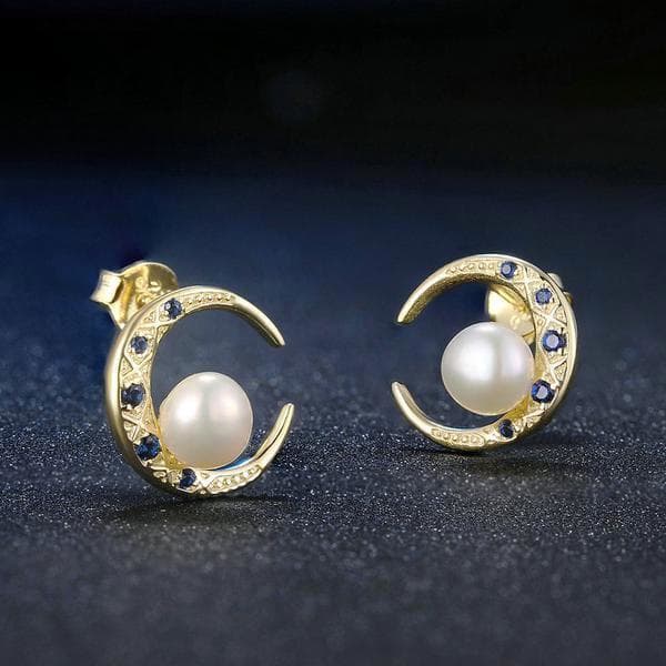 Boucles d' Oreilles Croissant de Lune Argent - Image 2