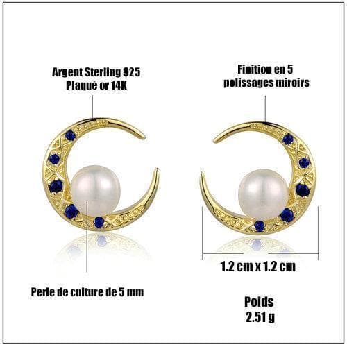 Boucles d' Oreilles Croissant de Lune Argent - Image 5