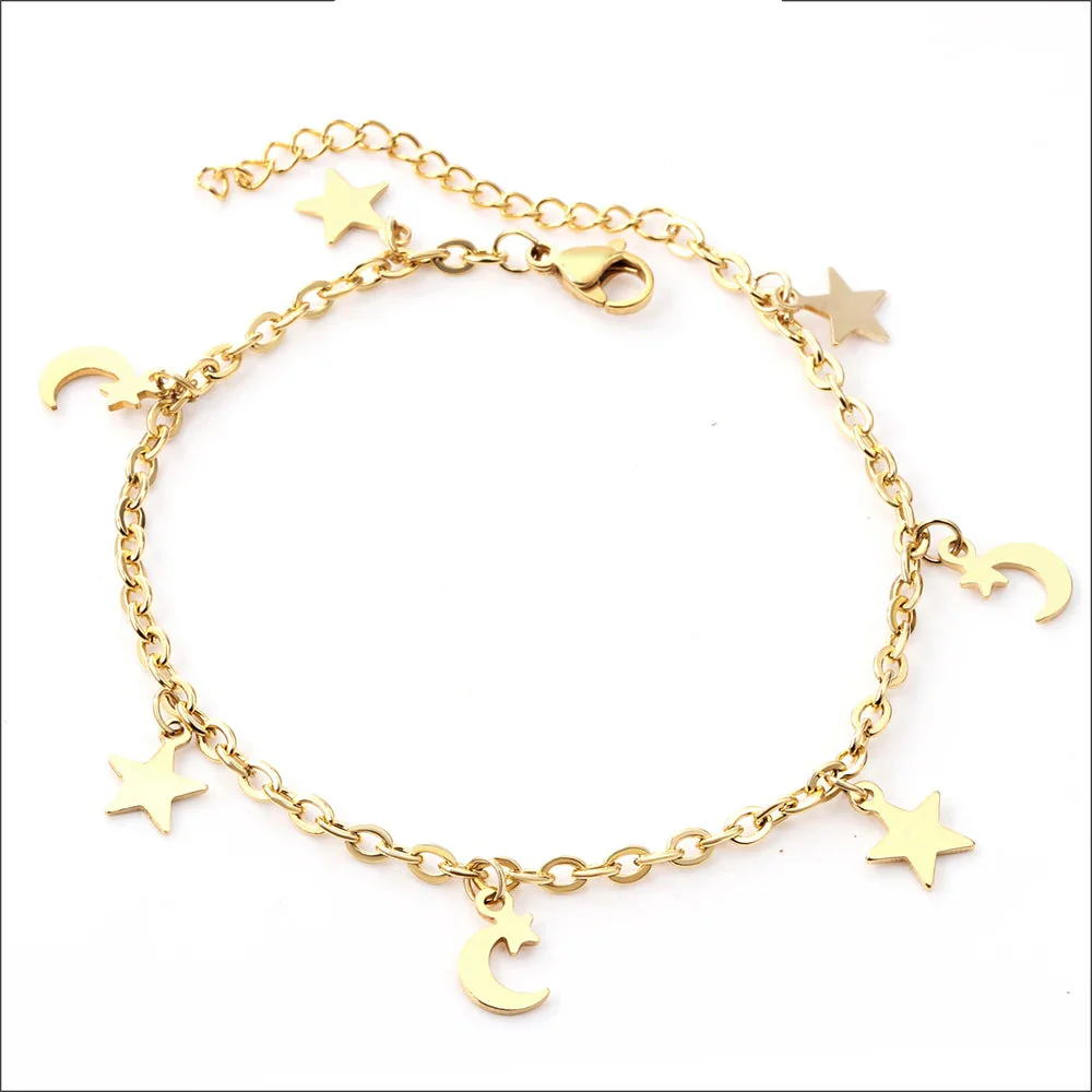 Bracelet Argent Lune et Étoiles — chaînette en acier inoxydable - Image 2
